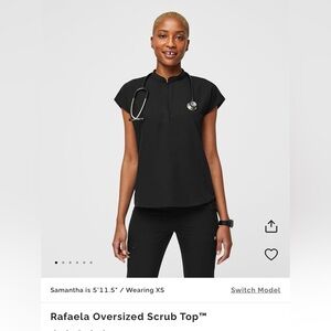 Figs Rafaela Oversized Scrub Top Black M